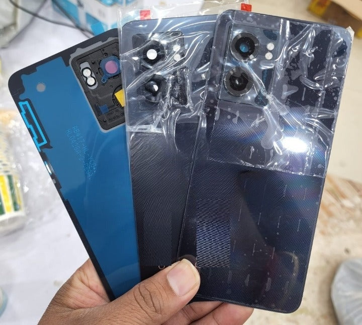 Mozomart Back Panel Glass with Lens for Realme Narzo 50 5G : Blue Mozomart Back Panel Glass with Lens for Realme Narzo 50 5G : Blue